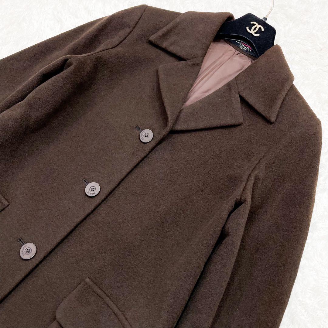LEONARD レオナール カシミヤ アンゴラ チェスターコート ロングコート