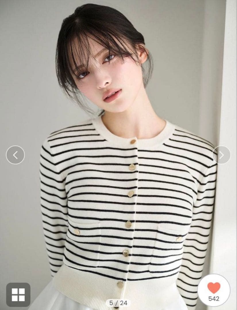 SNIDEL Sustainableニットカーデ×ティアードスカートセット