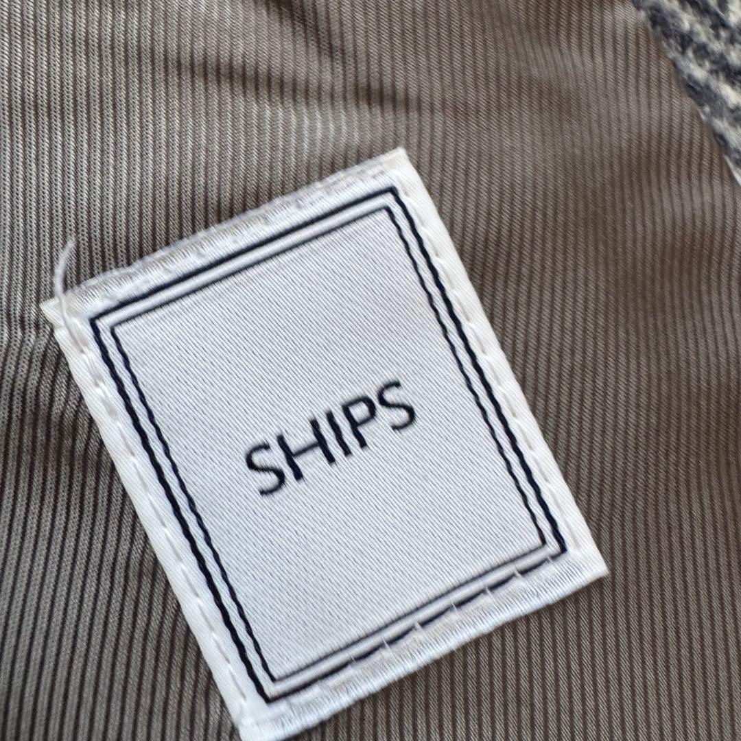 SHIPS テーラードジャケット　ツイード　ヘリンボーン　グレー　46サイズ