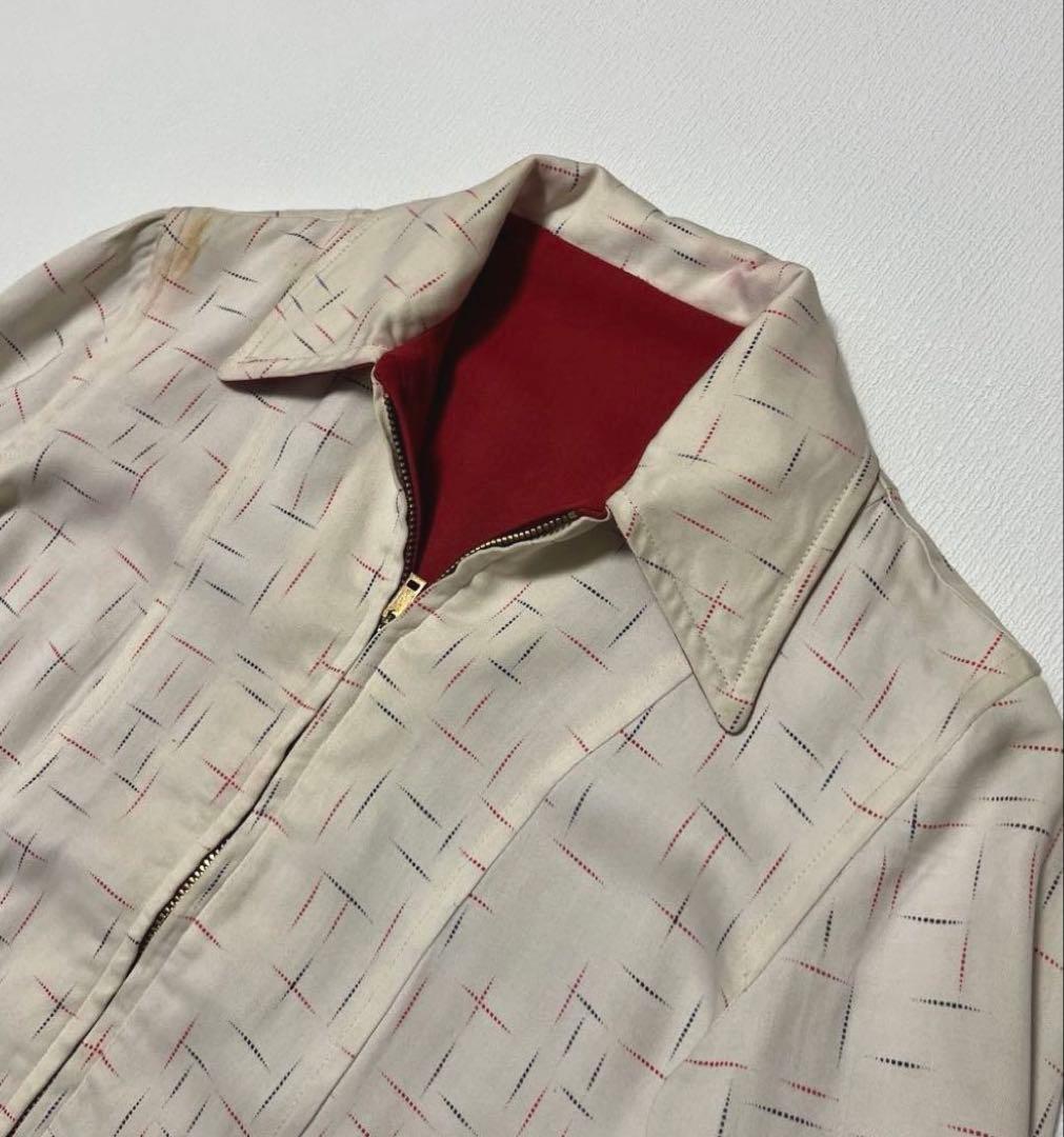 【レア】50s レーヨンギャバ ジャケット カスリ ネップ