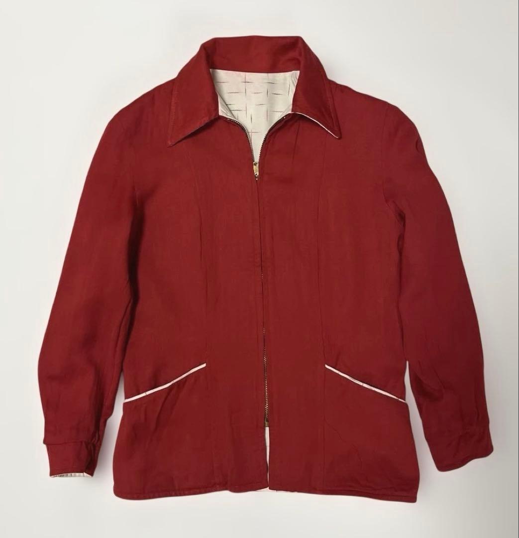【レア】50s レーヨンギャバ ジャケット カスリ ネップ
