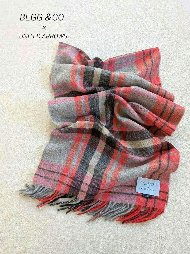 美品UNITED ARROWS×BEGG＆CO WOOL&アンゴラピンクチェック