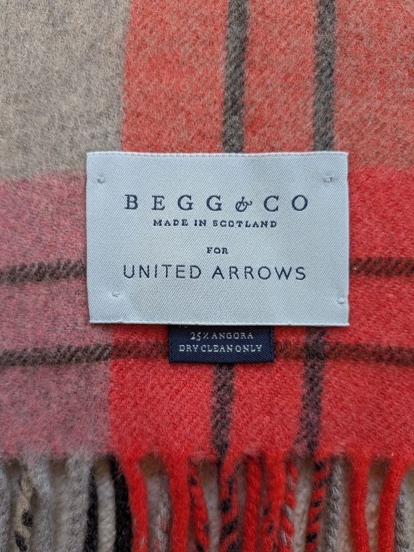美品UNITED ARROWS×BEGG＆CO WOOL&アンゴラピンクチェック