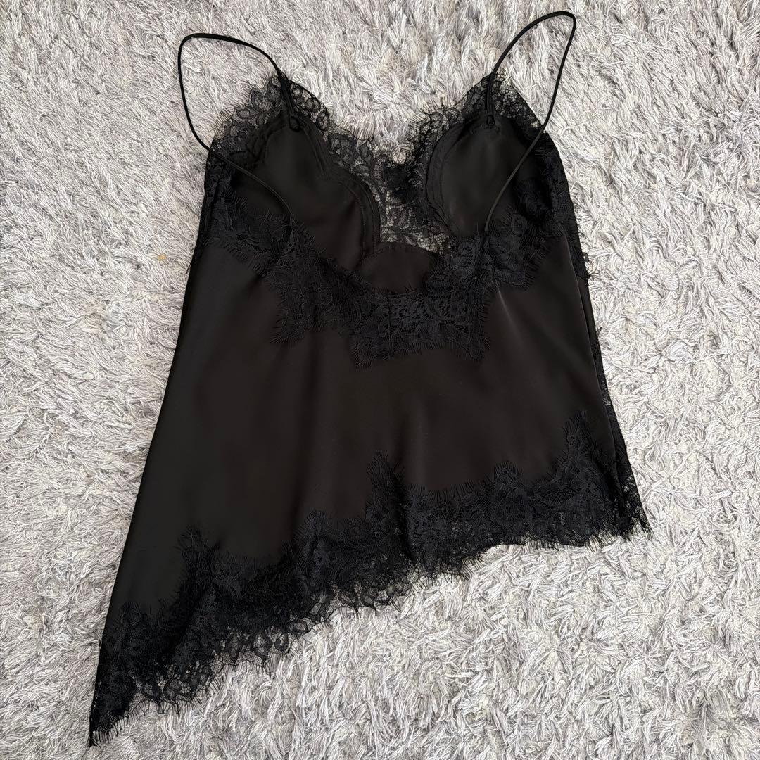 【新品未使用】ZARA ザラ レーストリムキャミソール S ブラック
