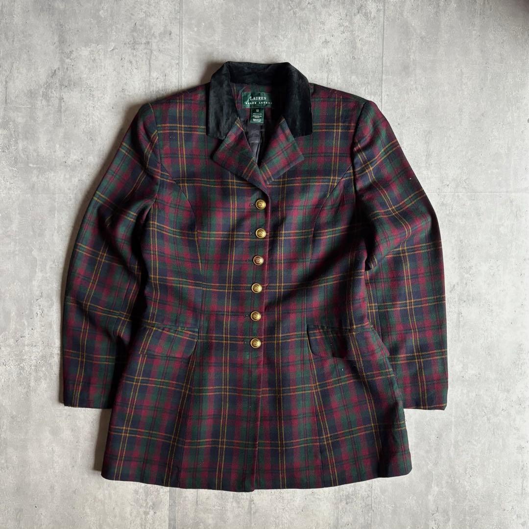 【90s RALPH LAUREN】ウールジャケット　タータンチェック　usa製