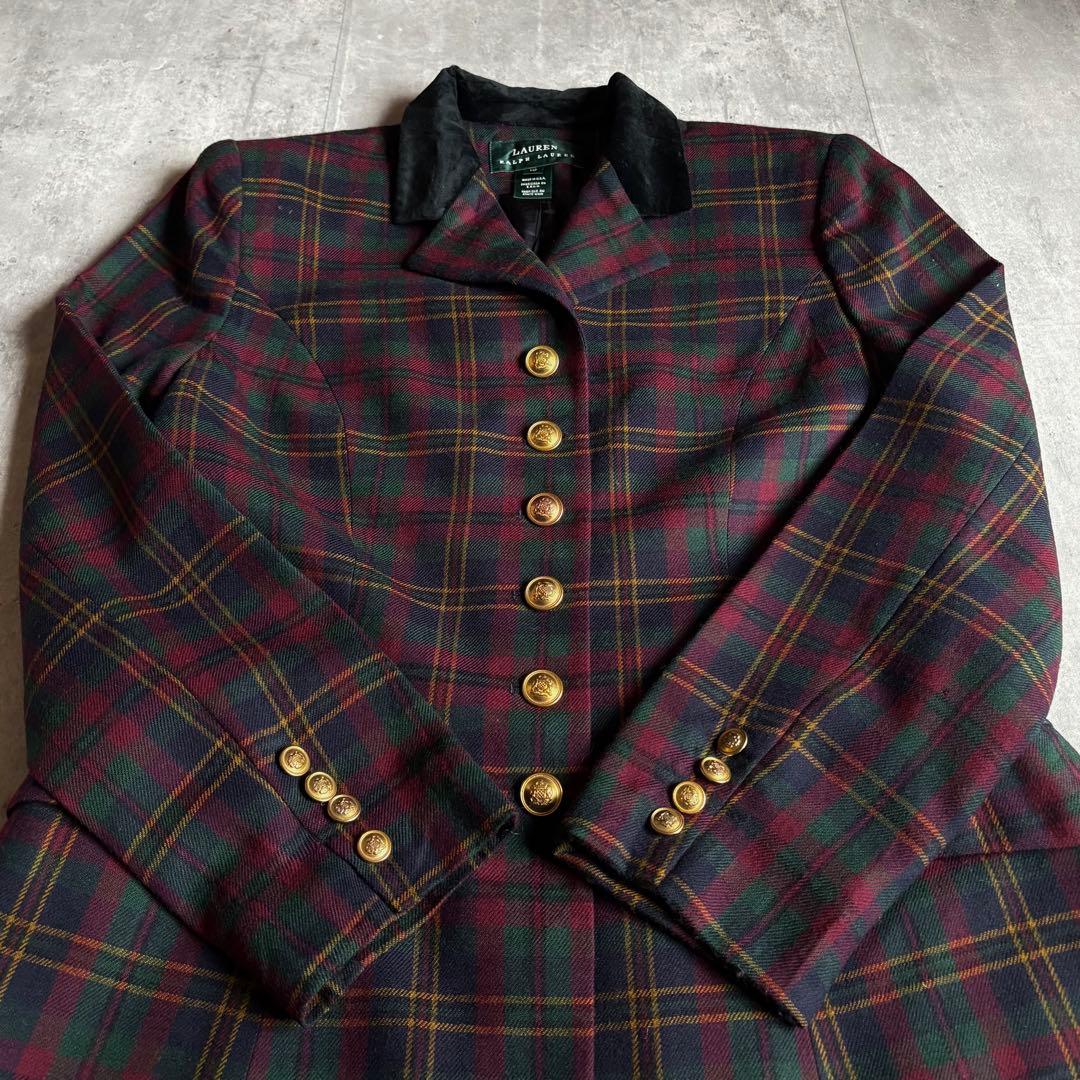 【90s RALPH LAUREN】ウールジャケット　タータンチェック　usa製