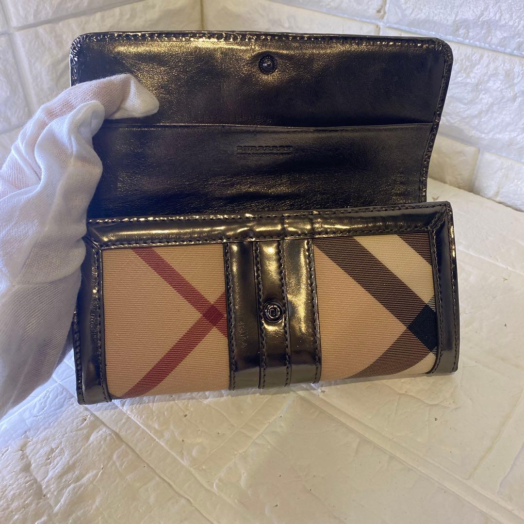 極美品　箱付き　BURBERRY LONDON 長財布ノバチェック　エナメル