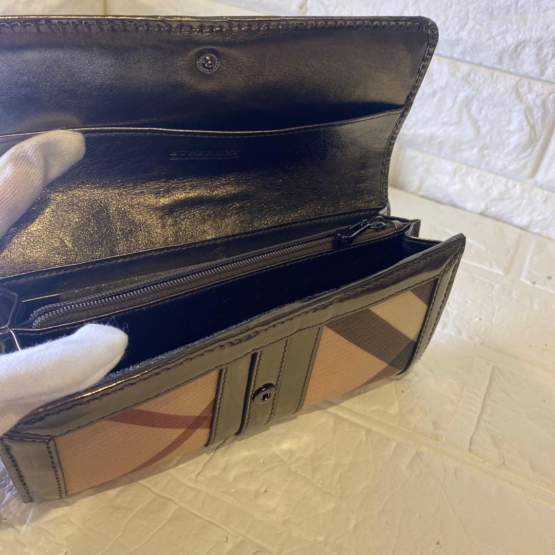極美品　箱付き　BURBERRY LONDON 長財布ノバチェック　エナメル