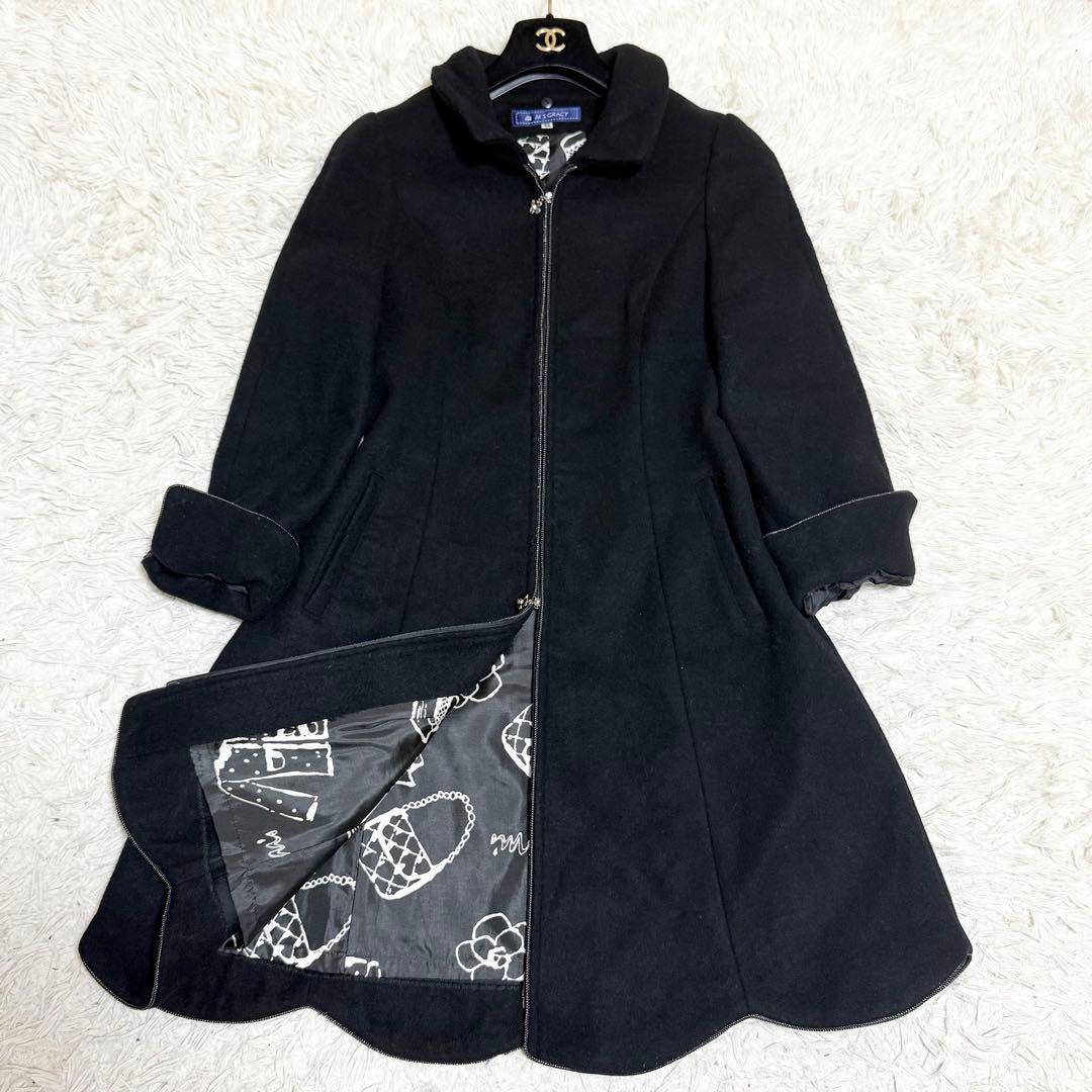 希少/美品✨エムズグレイシー ロングコート カメリアジップ プリンセスライン 黒