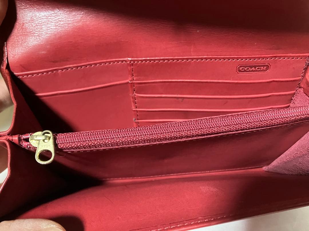 オールドコーチ 長財布 Old COACH エンべロープ フラップ 赤 レア希少