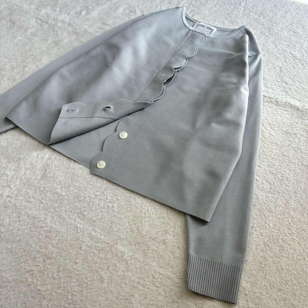極美品 ビアズリー 24SS スカラップ比翼カーディガン ニットカーディガン