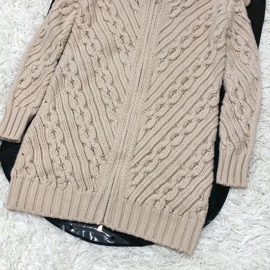 美品◎カシミア入◎MAX MARA ケーブルニットロングコート レディース
