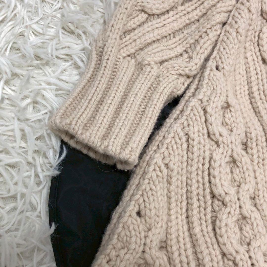 美品◎カシミア入◎MAX MARA ケーブルニットロングコート レディース