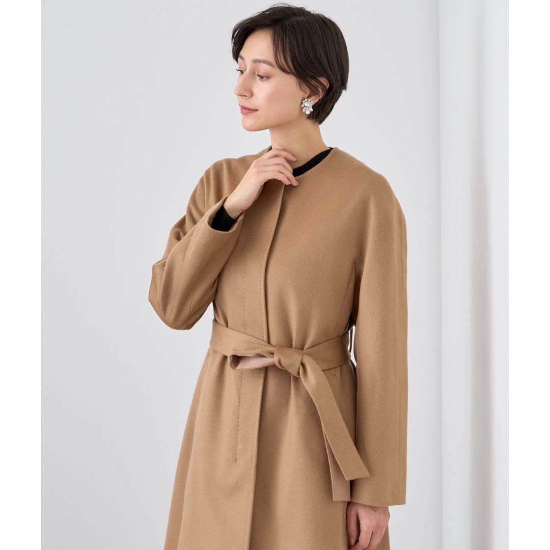 ANAYI アナイ　カシミヤノーカラーベルトコート