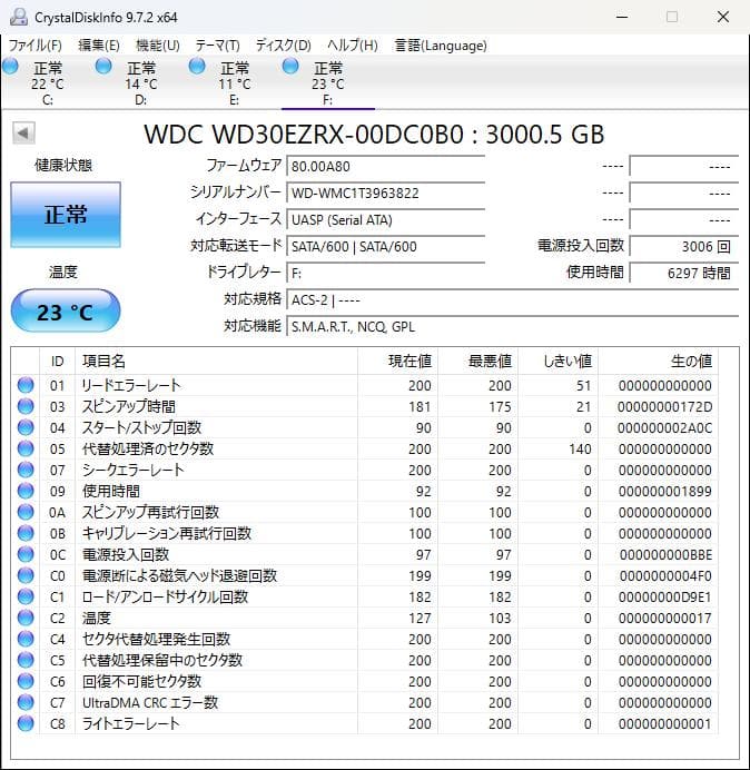 【美品・状態良好】WD Green 3.0TB 内蔵型ハードディスクドライブ