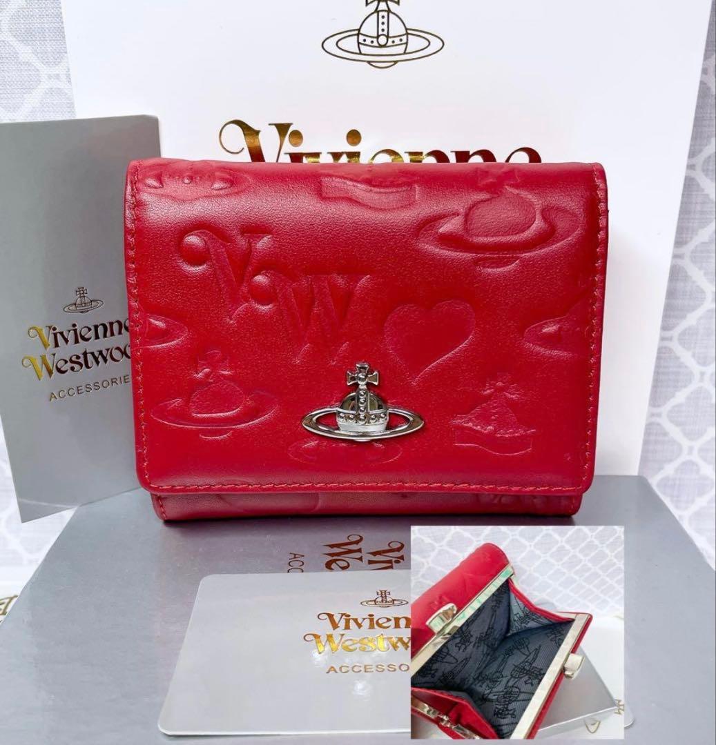 【内柄も素敵☆】Vivienne Westwood 三折財布 マット 赤