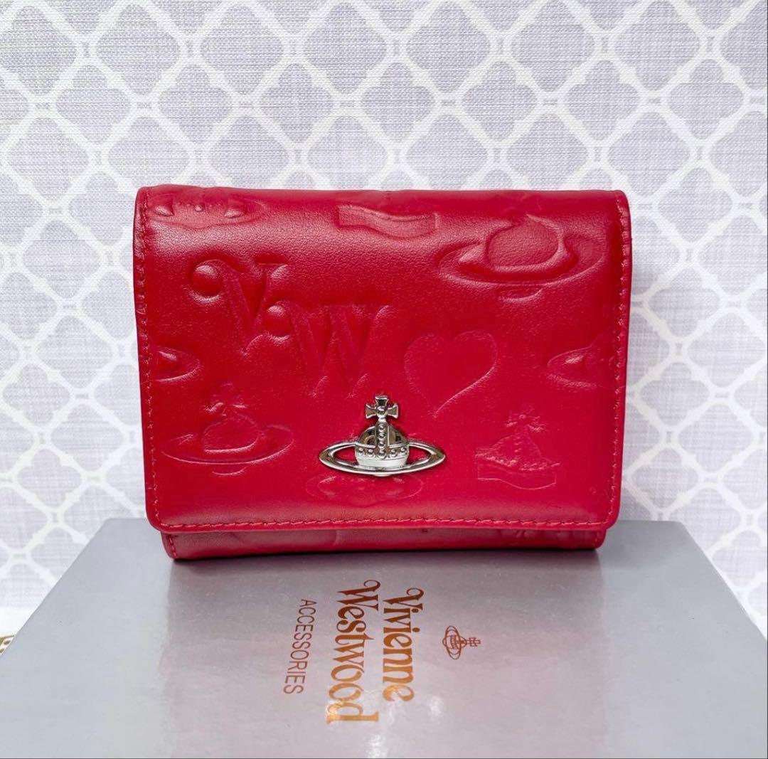 【内柄も素敵☆】Vivienne Westwood 三折財布 マット 赤