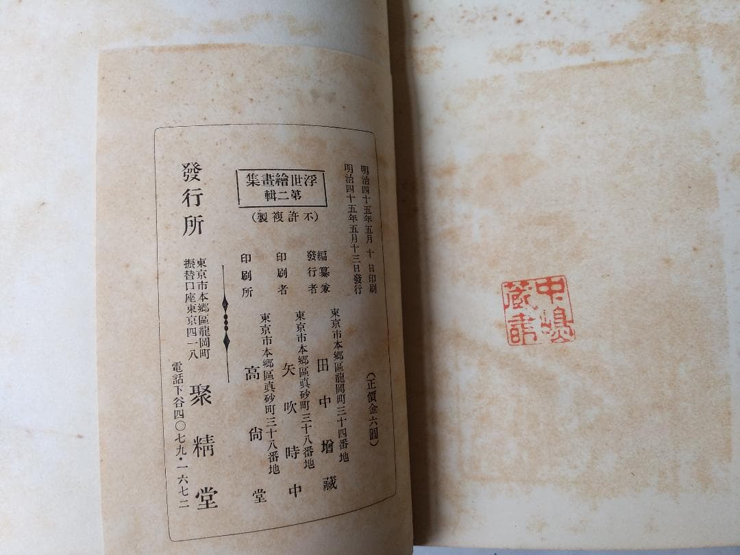 『 浮世繪畫集 第二輯』浮世絵画集 全80図 田中増蔵 編 聚精堂 明45 珍本