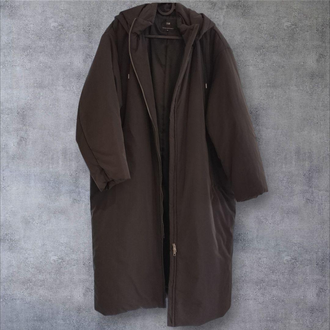 23区 フード付き中綿ロングコート ブラック 　大きいサイズ　軽い上着　2XL