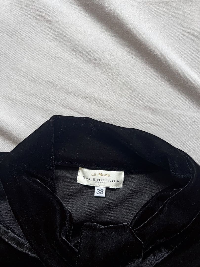 「極希少」ビンテージBalenciaga ベルベット ブラックポロシャツ38