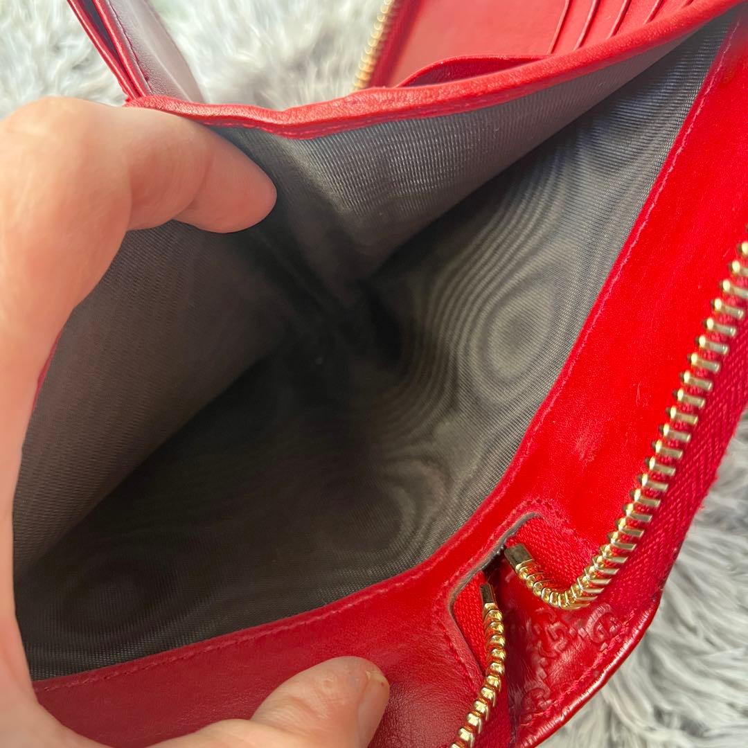 極美品✨GUCCI マイクロシマ　マキシサイズ　財布　ラウンドジップ　レッド