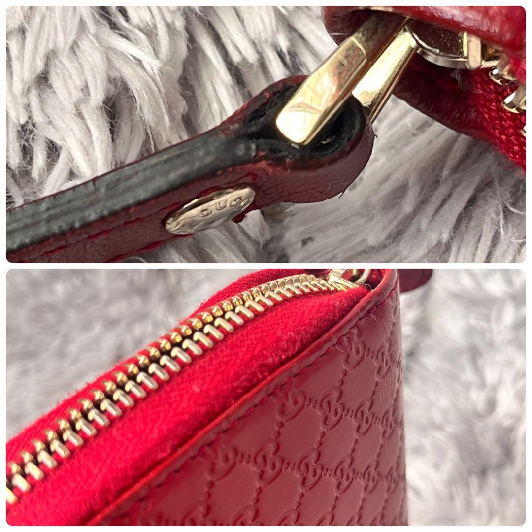 極美品✨GUCCI マイクロシマ　マキシサイズ　財布　ラウンドジップ　レッド