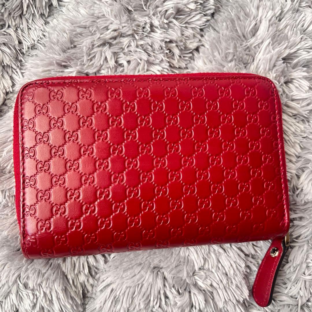 極美品✨GUCCI マイクロシマ　マキシサイズ　財布　ラウンドジップ　レッド