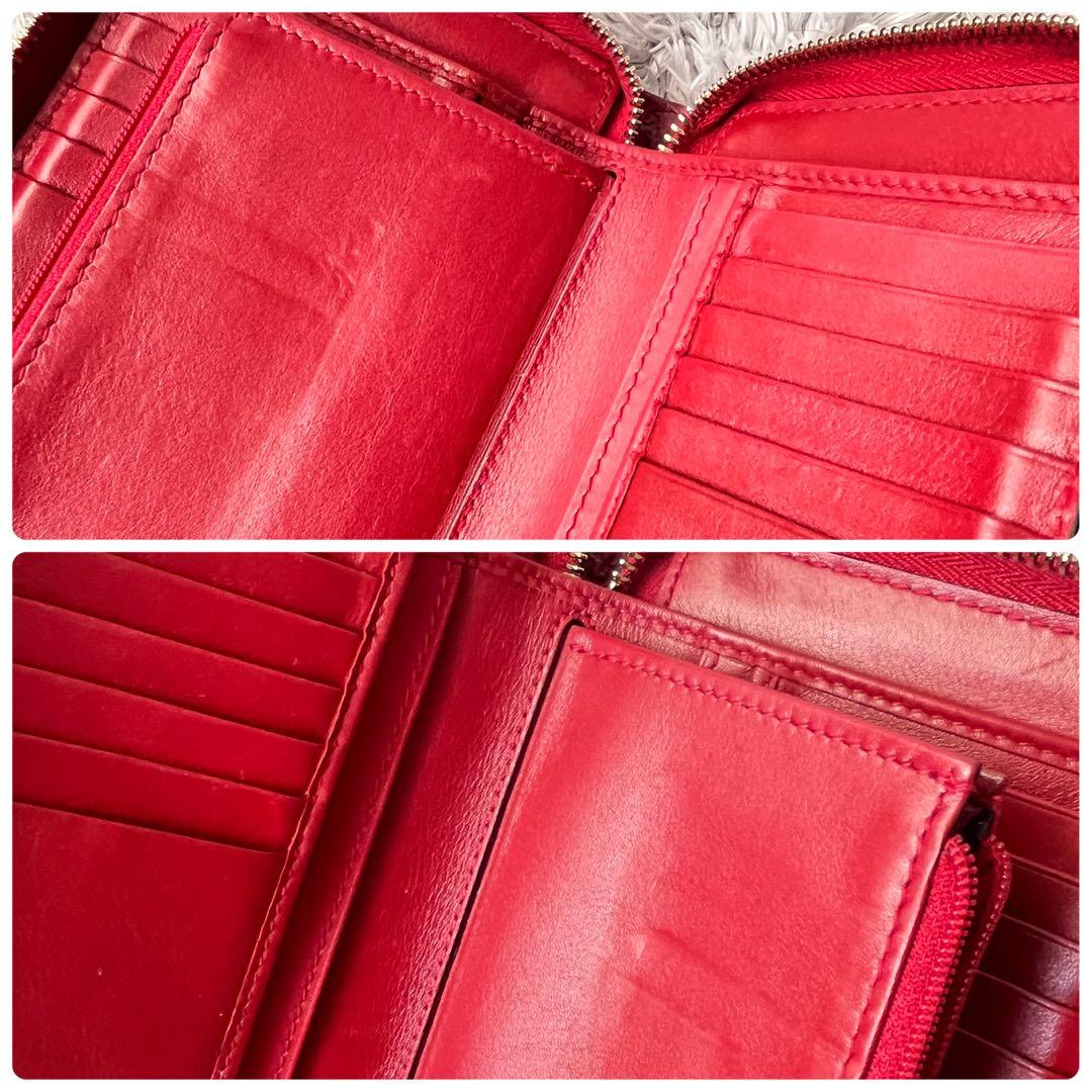 極美品✨GUCCI マイクロシマ　マキシサイズ　財布　ラウンドジップ　レッド