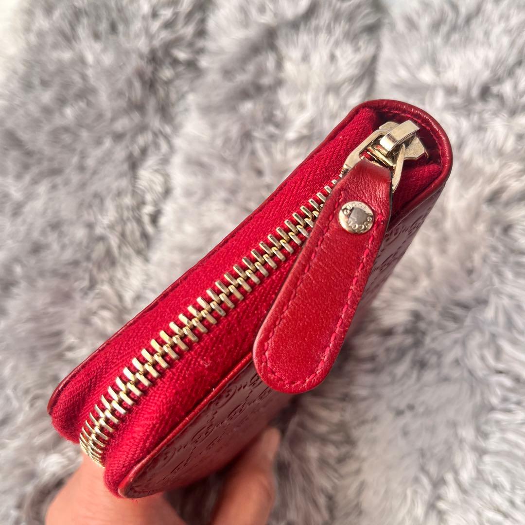 極美品✨GUCCI マイクロシマ　マキシサイズ　財布　ラウンドジップ　レッド