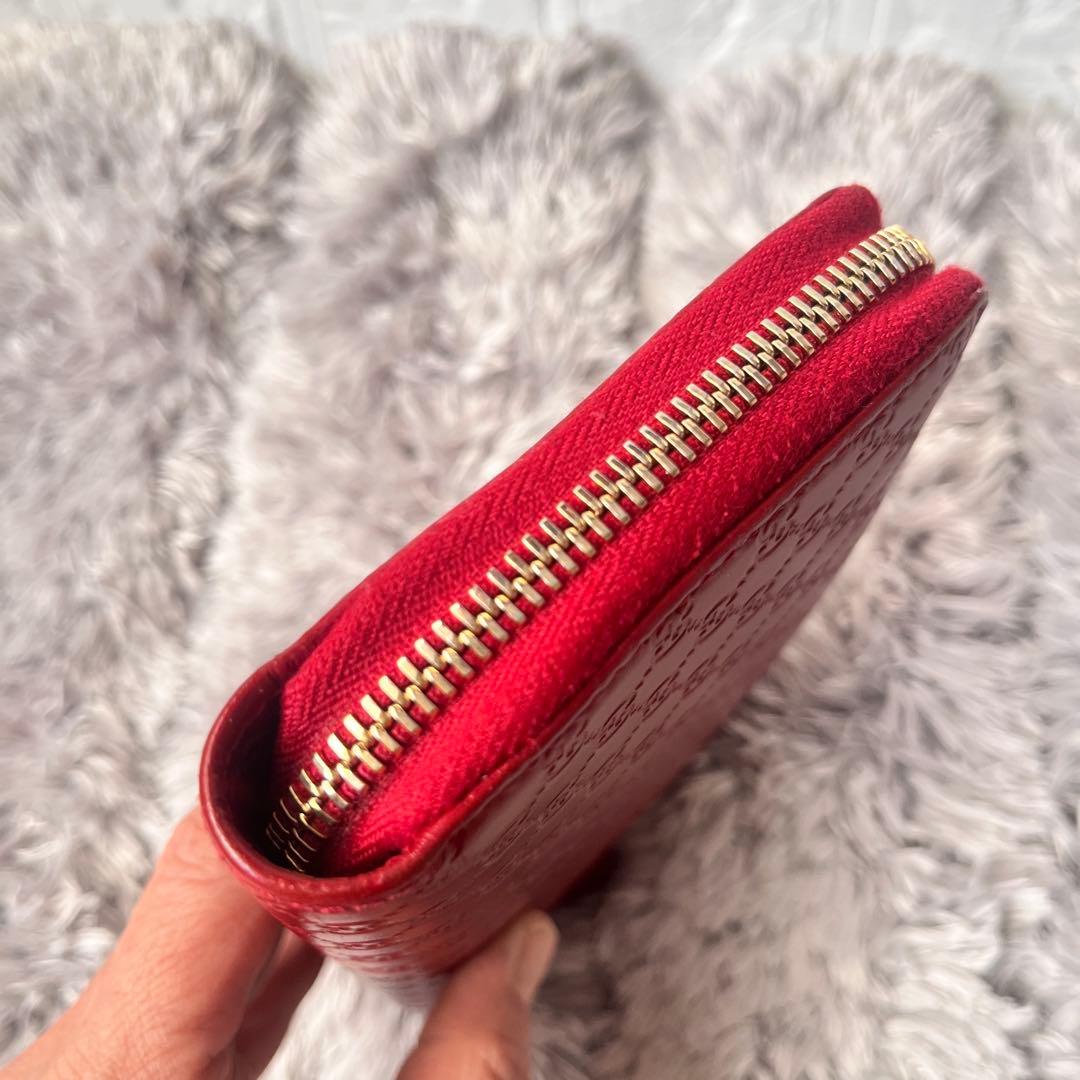 極美品✨GUCCI マイクロシマ　マキシサイズ　財布　ラウンドジップ　レッド