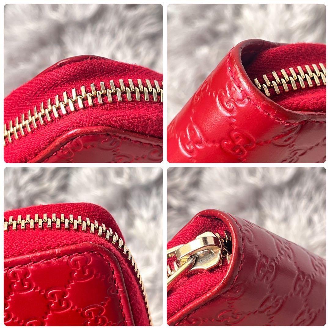 極美品✨GUCCI マイクロシマ　マキシサイズ　財布　ラウンドジップ　レッド