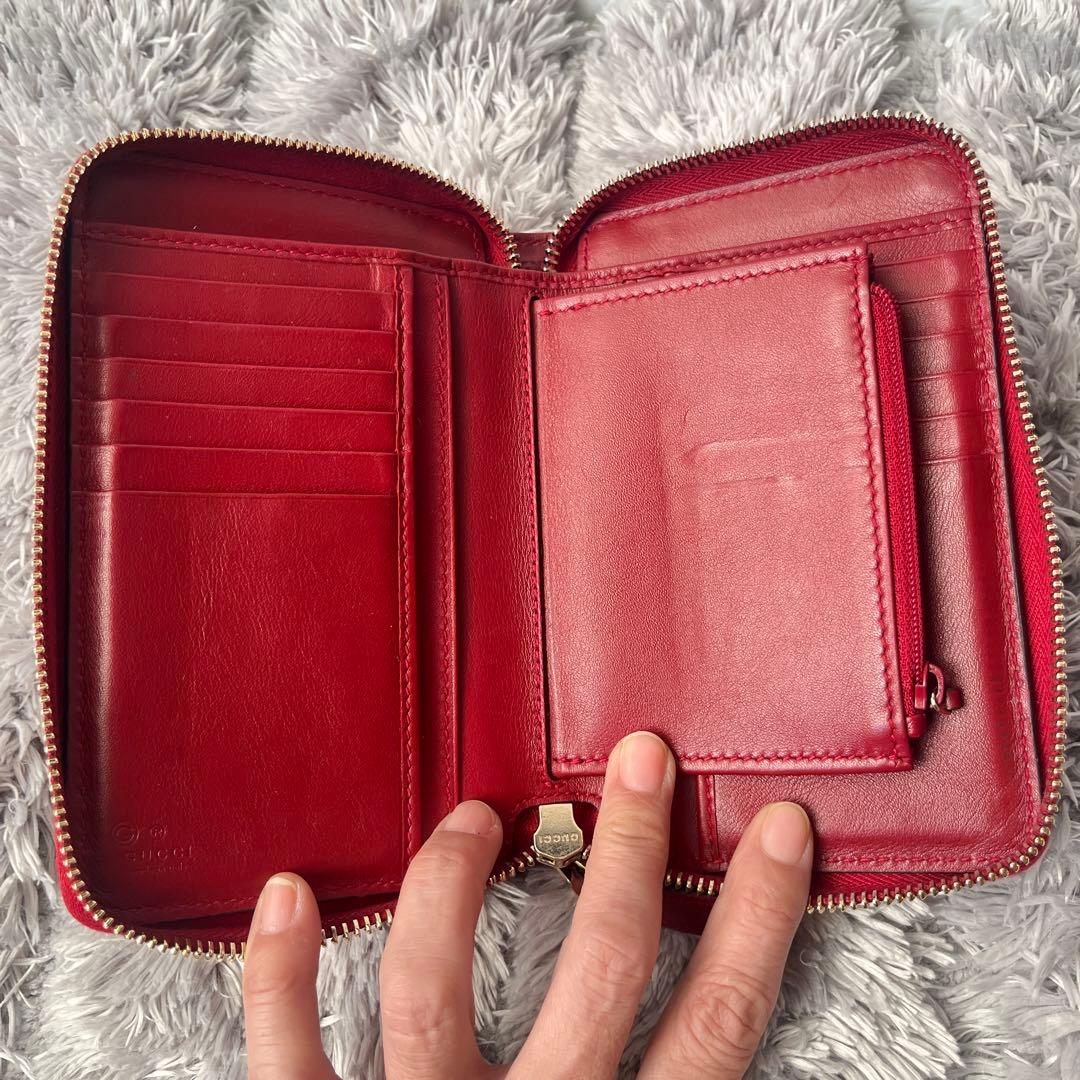 極美品✨GUCCI マイクロシマ　マキシサイズ　財布　ラウンドジップ　レッド