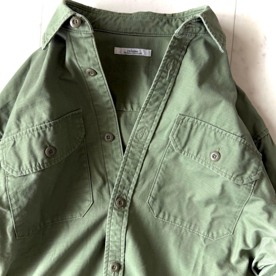 美品 ジャーナルスタンダード Relume バックサテン シャツワンピース