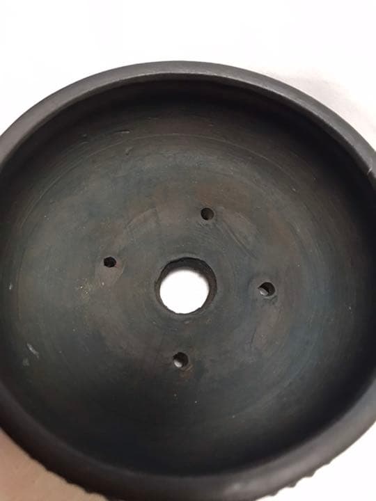 盆栽鉢　時代希少常滑名工泥珠鋲丸ミニ盆栽鉢鉢黒い盆栽鉢1点物お洒落植木鉢山野草霰