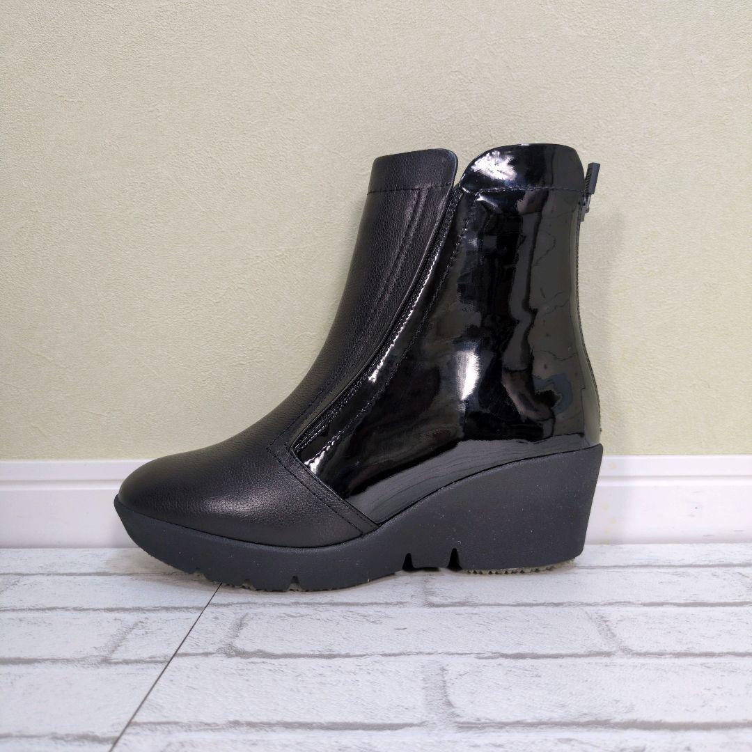 未使用美品　fitfit　フィットフィット　バックジップ　ショートブーツ　シボ革