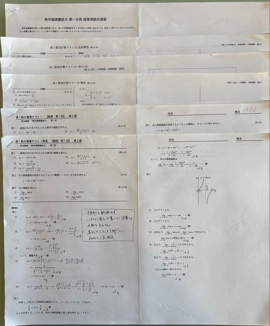 高1数学III テキスト/問題集(解答付き)