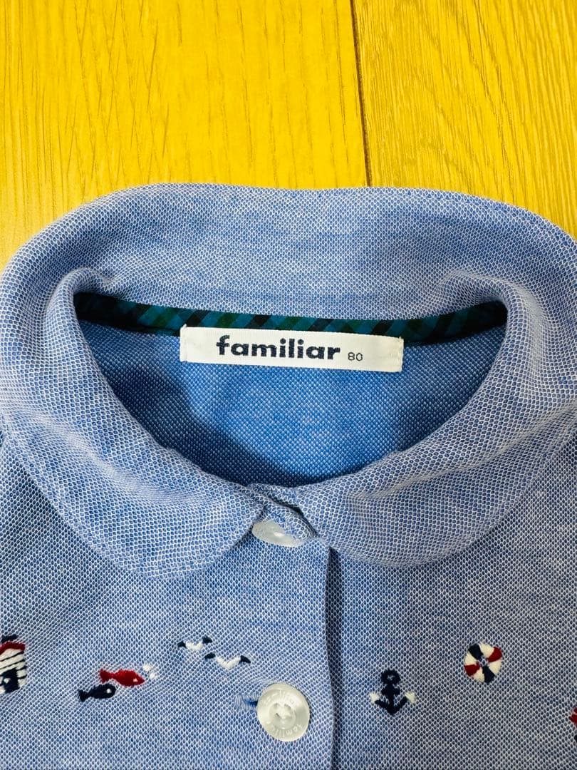 【美品】ファミリア半袖ポロシャツワンピース　赤と青サイズ80 双子