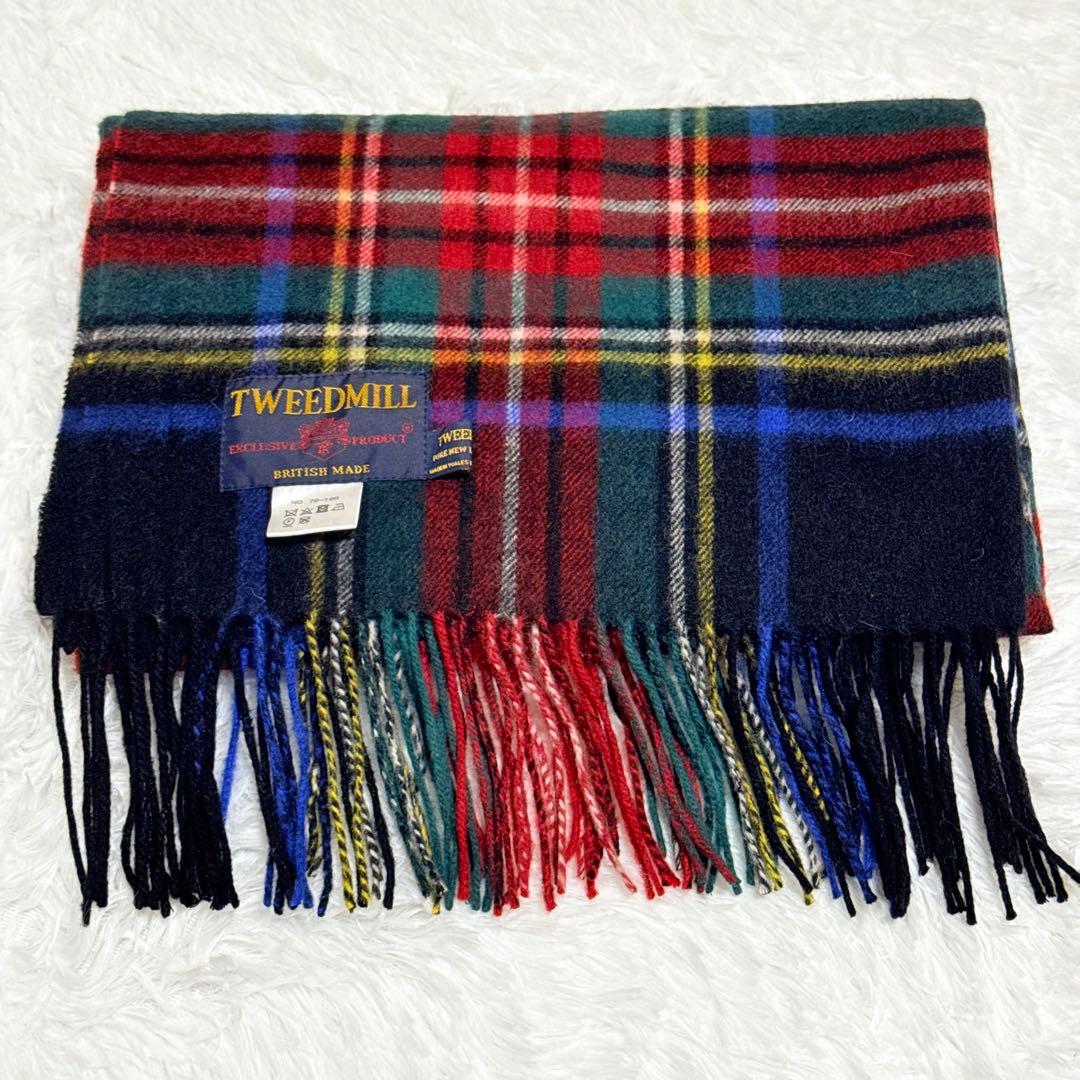 美品✨ TWEEDMILL ツイードミル タータンチェック マフラー ブラック