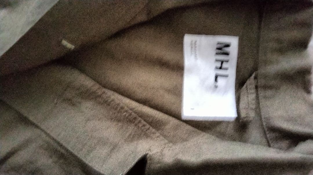 MHL ボタン付きシャツワンピース Sサイズ オリーブ