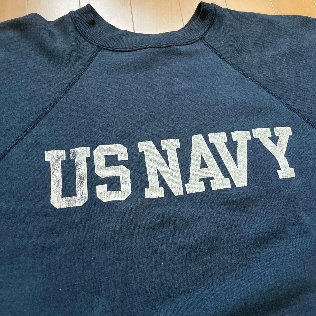 70s US NAVY 半袖スウェット ラグランスリーブ　usa製