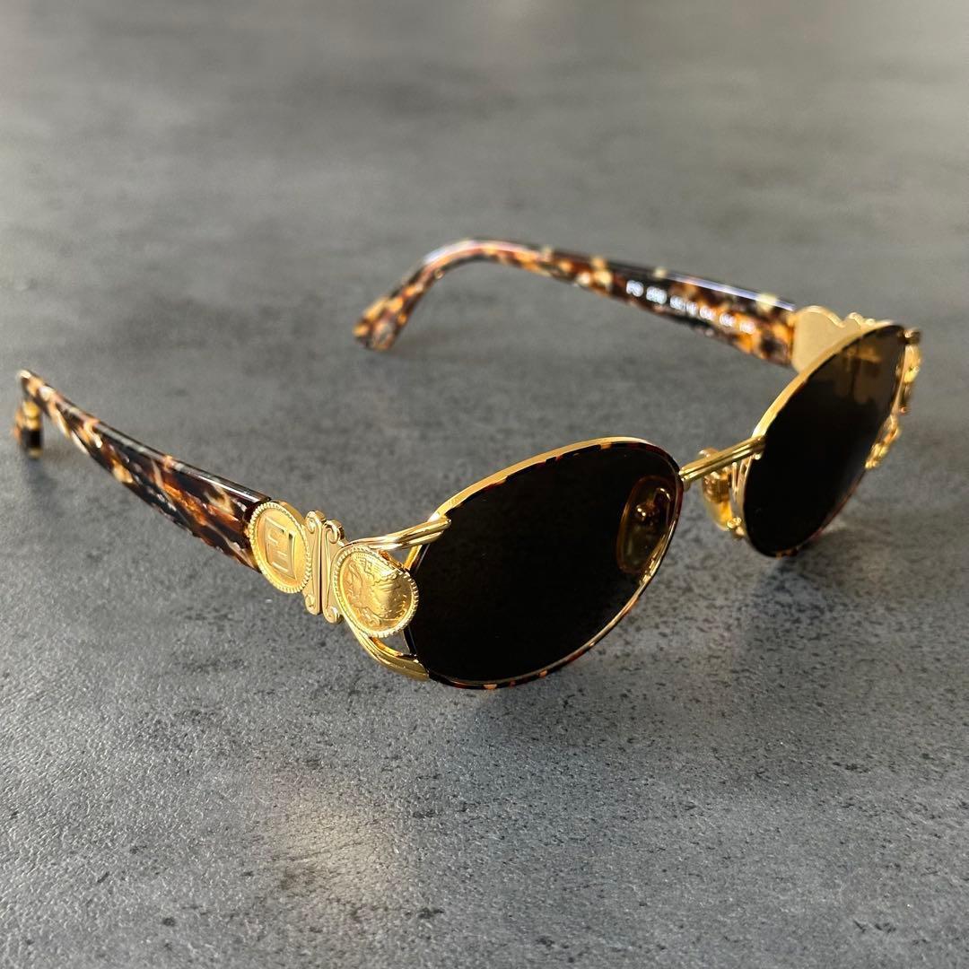 FENDI Vintage ズッカ　鼈甲　サングラス フルリム オーバル 金縁