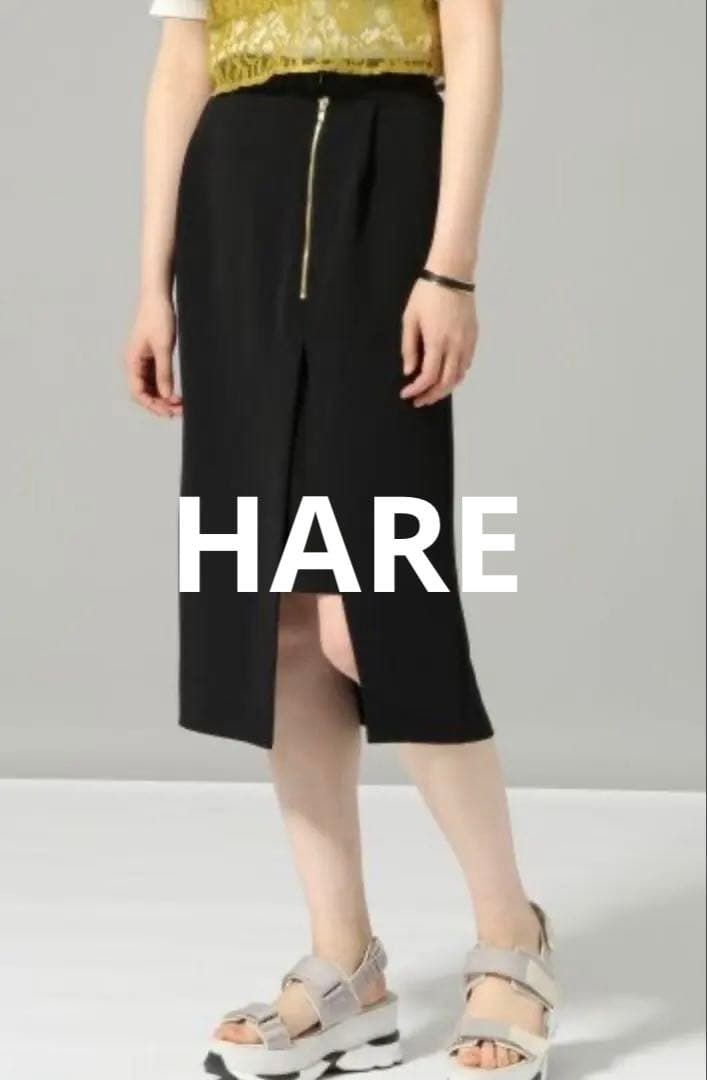 HARE アシメラップスリットスカート　黒　FREE