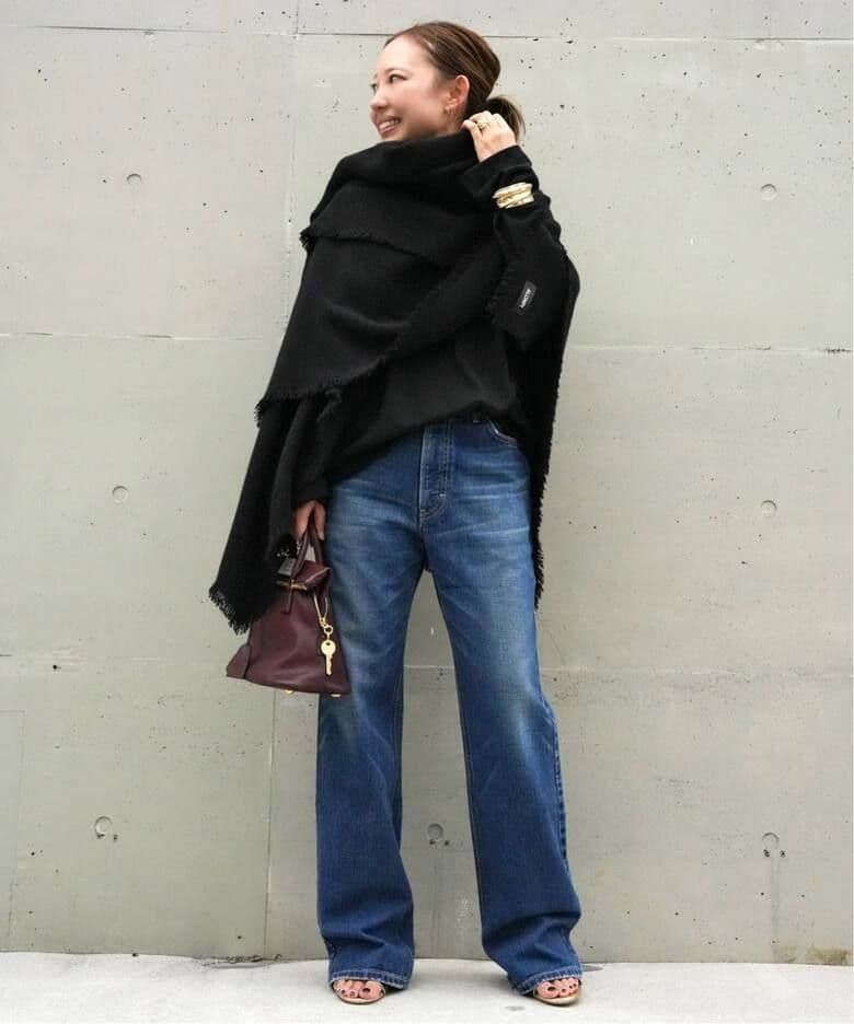 L'Appartement 購入ALONPI ブラック カシミアストール