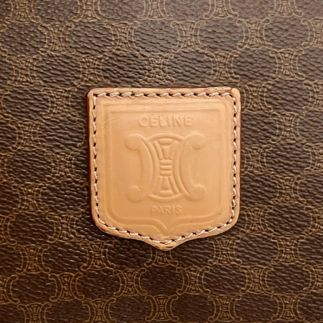 【CELINE】ボストンバッグ　旅行鞄　マカダム柄　PVC ダークブラウン