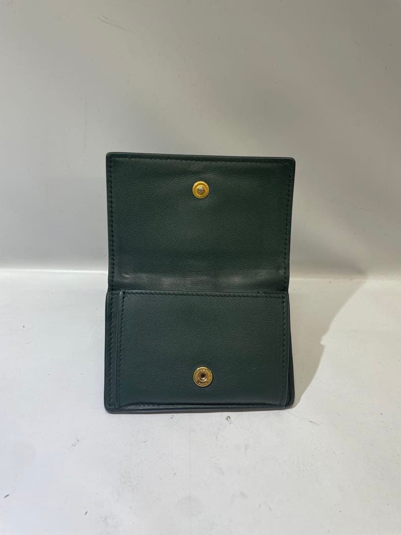 YSL グリーンレザー 三つ折り財布