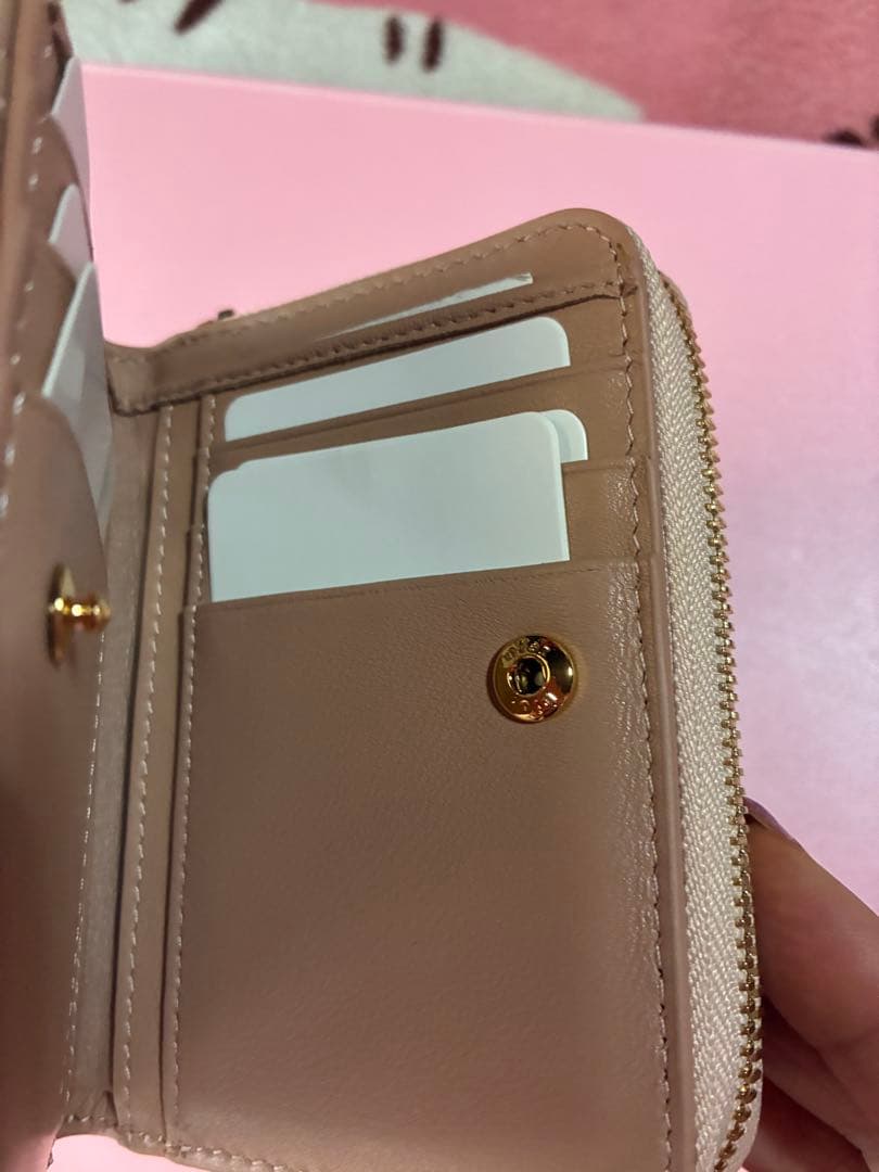 『未使用』DIOR エナメルカナージュ2つ折財布　ベビーピンク