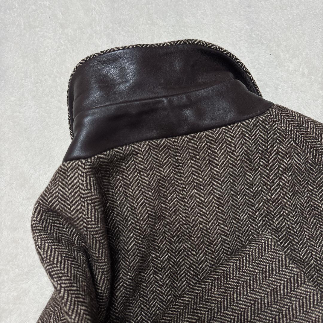 【美品】DIFFU イタリア製 ヘリンボーン ロングコート M相当 カシミヤ使用