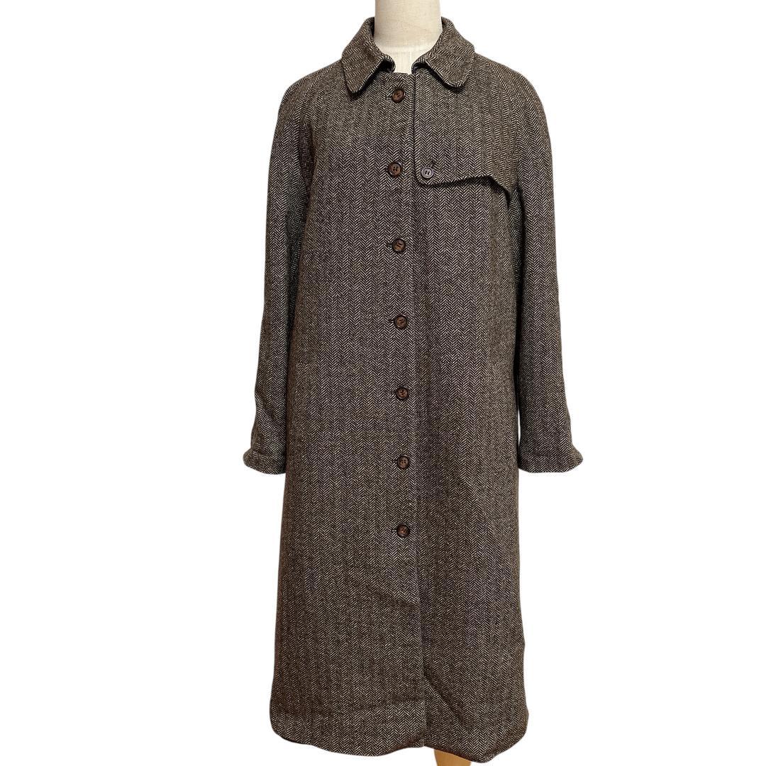 【美品】DIFFU イタリア製 ヘリンボーン ロングコート M相当 カシミヤ使用