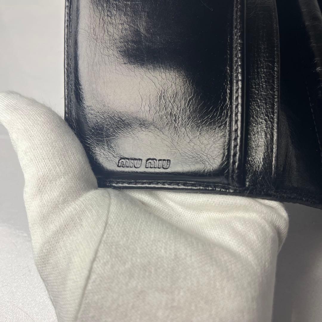 miu miu 財布 ブラック 三つ折り財布 キルティング レザー マテラッセ