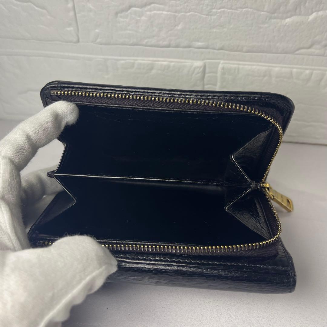 miu miu 財布 ブラック 三つ折り財布 キルティング レザー マテラッセ